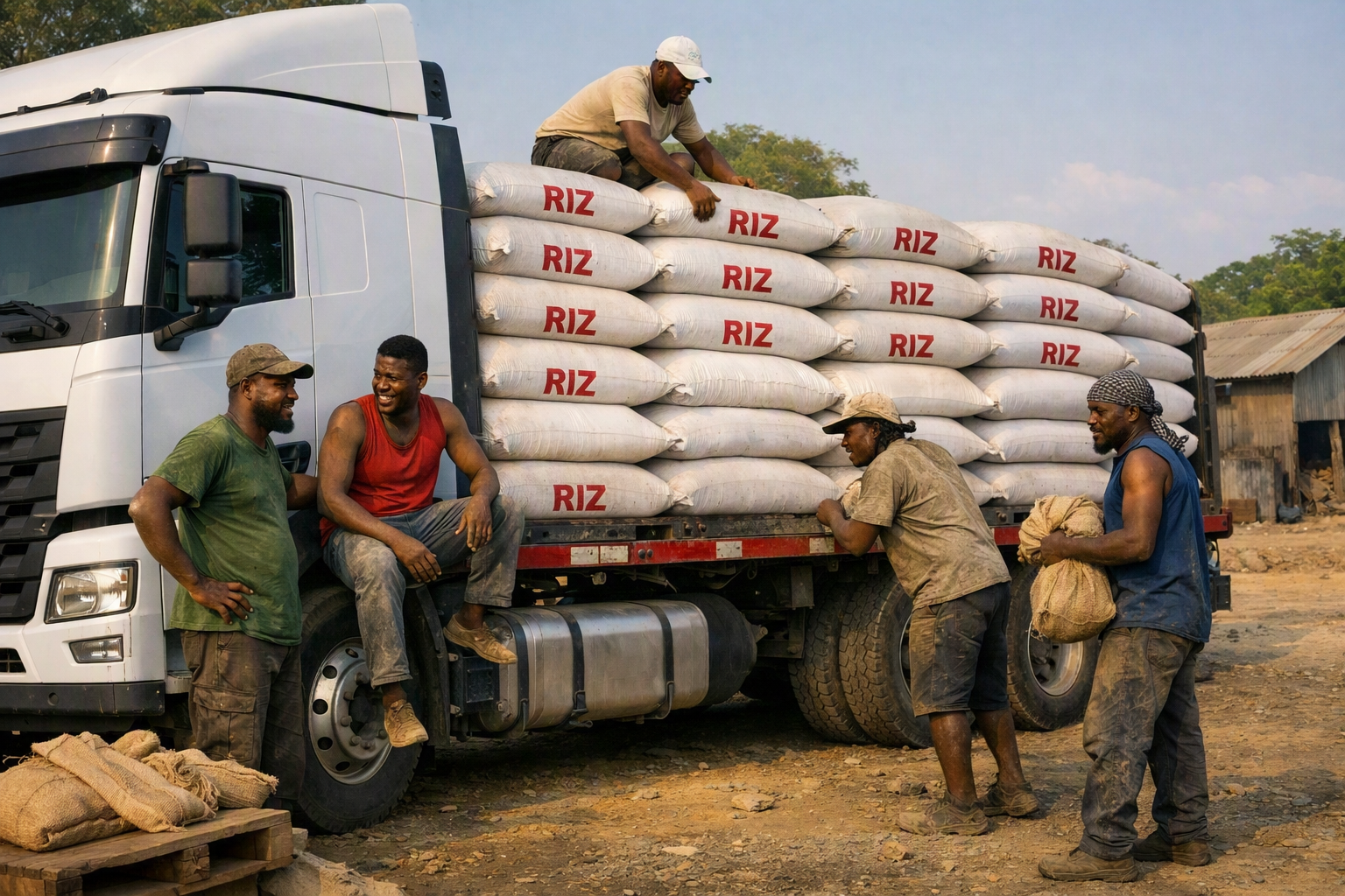 Riz local en sac pour les grossistes